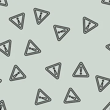 Exclamation mark alert line vector seamless pattern Stock Illustration