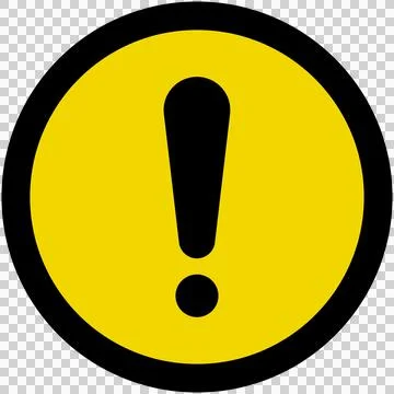 An exclamation mark and a circular warning symbol (yellow and black) Stock Illustration