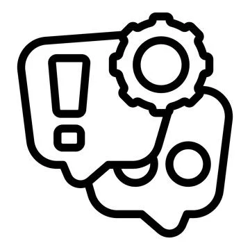 Exclamation mark and gear speech bubbles イラスト素材