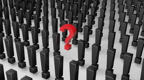 The exclamation mark and Question mark on floor , 3D render Illustrazione stock