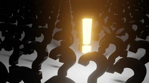 The exclamation mark and Question mark on floor , 3D render Stock Illustration