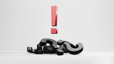 The exclamation mark and Question mark on floor , 3D render Stock Photos