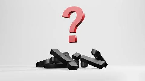 The exclamation mark and Question mark on floor , 3D render Stock Photos