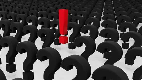 The exclamation mark and Question mark on floor , 3D render Stock Photos