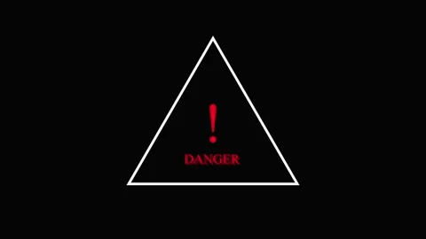 Exclamation Mark and Red Dot Inside a animation White Triangle with Text on.. Stock Footage 321862064