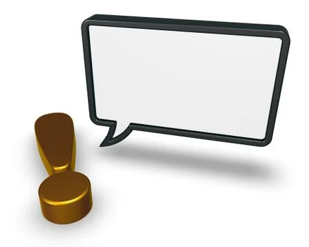 Exclamation mark and speech bubble on white background - 3d rendering Illustration