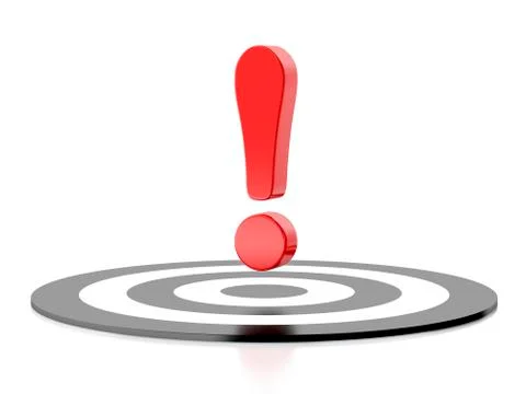 Exclamation mark and target. 3d illustration Stock Illustration