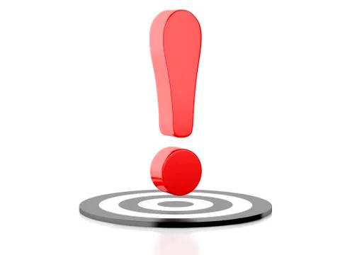 Exclamation mark and target. 3d illustration Stock Illustration
