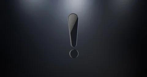 Exclamation Mark Black 3d Icon Stock Footage