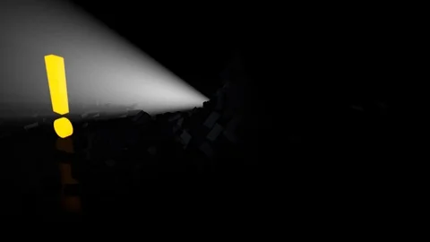 Exclamation mark breaking through a wall, symbolic for an idea, a solution... Stock Footage 82796234