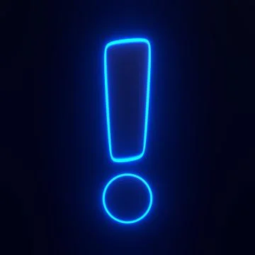 Exclamation mark with bright glowing futuristic neon lights on black background Stock Illustration