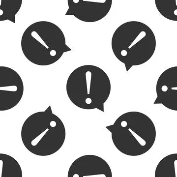 Exclamation mark in circle icon seamless pattern on white background. Hazard Stock Illustration