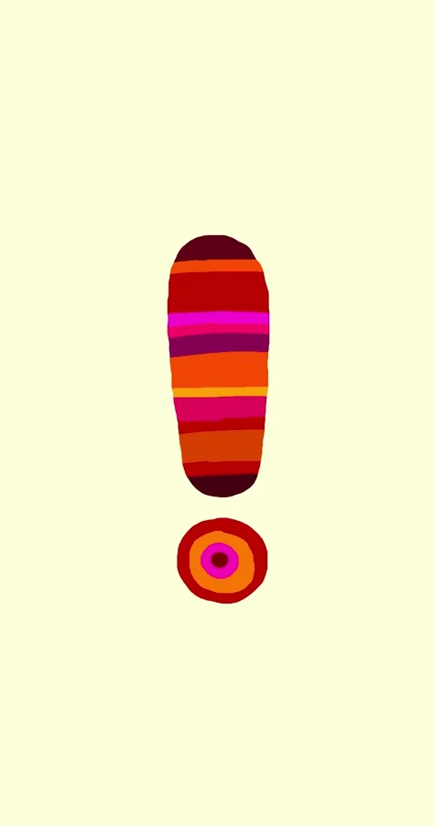 Exclamation mark color patchwork doodle vertical isolated Stock Footage 347364296