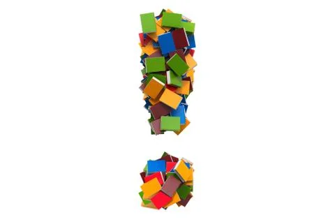 Exclamation mark from colored books. 3D rendering Stock Illustration