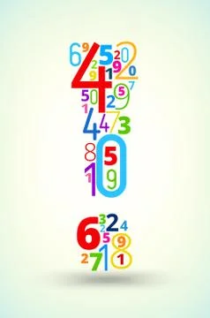 Exclamation mark , colored font from numbers Illustrazione stock