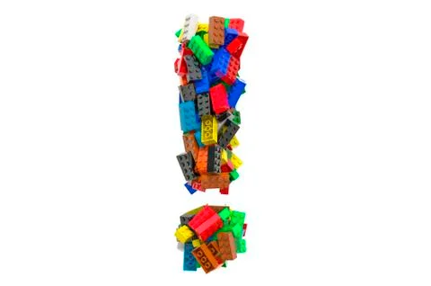 Exclamation mark from colored plastic building blocks, 3D rendering Ilustración de archivo
