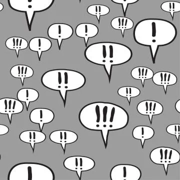 Exclamation Mark Comic Speech Bubbles Seamless Pattern on Gray 库存插图