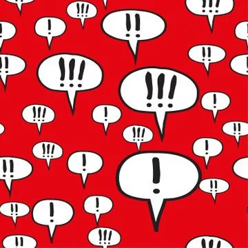Exclamation Mark Comic Speech Bubbles Seamless Pattern on Red 스톡 일러스트
