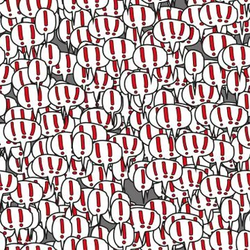 Exclamation Mark Comic Speech Bubbles Seamless Pattern on Gray 스톡 일러스트