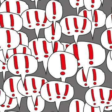 Exclamation Mark Comic Speech Bubbles Seamless Pattern on Gray Stock Illustration