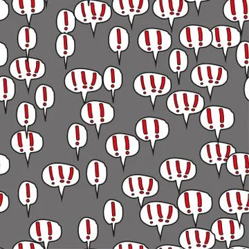 Exclamation Mark Comic Speech Bubbles Seamless Pattern on Gray 스톡 일러스트