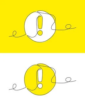 Exclamation mark in continuous line drawing style Stock Illustration