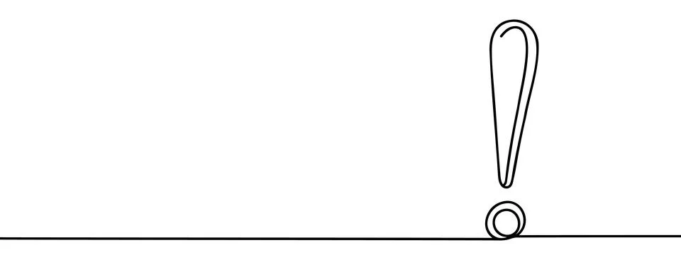 Exclamation mark continuous one line drawing. Stock Illustration