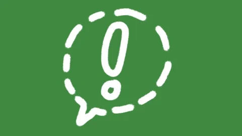 Exclamation mark dashed speech bubble hand-drawn cartoon graphic with chalk icon Stock Footage 339513483