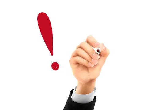 Exclamation mark drawn by 3d hand Stock Illustration