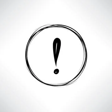 Exclamation mark. Drawn doodle line sign isolated Stock Illustration