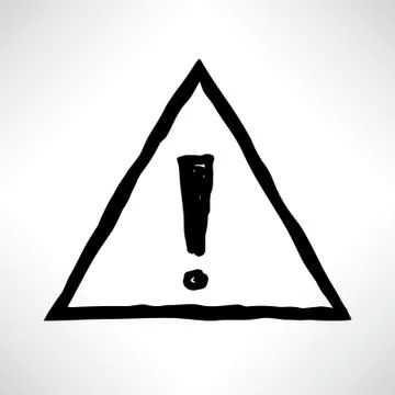 Exclamation mark. Drawn doodle line sign isolated Stock Illustration