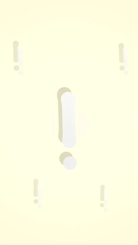 Exclamation mark emerges, surrounded by fading marks on yellow Stock-Footage 329327706