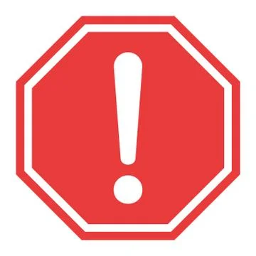 Exclamation mark flat design icon vector. Hazard warning attention sign isola Stock Illustration