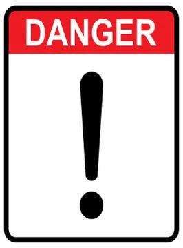 Exclamation mark flat design icon vector. Hazard warning attention sign isola Stock Illustration