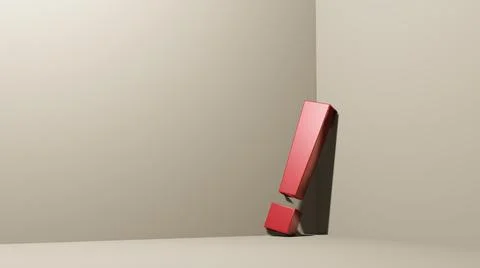 The exclamation mark on floor , 3D render Illustrazione stock