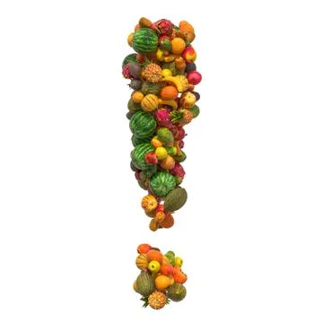 Exclamation mark from fruits, 3D rendering Stock Illustration