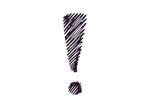 Exclamation Mark Hand Drawn Scribble Doodle Isolated on White Background Stock Illustration