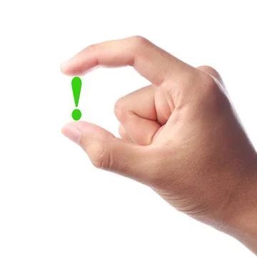 Exclamation Mark Hand holding Exclamation Mark isolated on white backgroun... Stock Photos