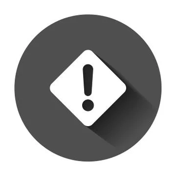 Exclamation mark icon in flat style. Danger alarm vector illustration with lo Stock Illustration