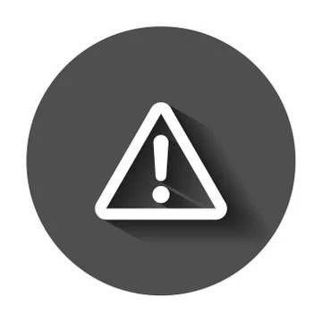 Exclamation mark icon in flat style. Danger alarm vector illustration with lo Stock Illustration