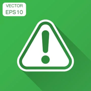 Exclamation mark icon in flat style. Danger alarm vector illustration with lo Stock Illustration