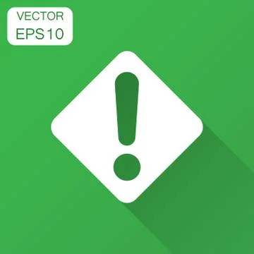 Exclamation mark icon in flat style. Danger alarm vector illustration with lo Stock Illustration