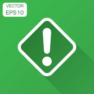 Exclamation mark icon in flat style. Danger alarm vector illustration with lo Stock Illustration