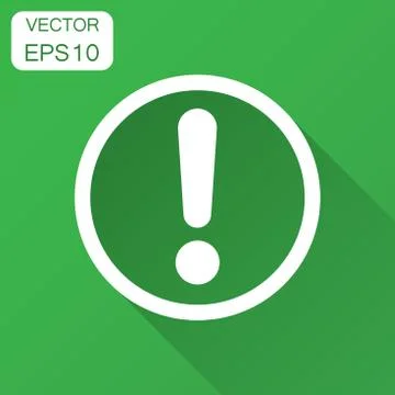 Exclamation mark icon in flat style. Danger alarm vector illustration with lo Stock Illustration
