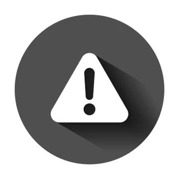Exclamation mark icon in flat style. Danger alarm vector illustration on blac Stock Illustration
