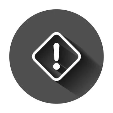 Exclamation mark icon in flat style. Danger alarm vector illustration on blac Stock Illustration