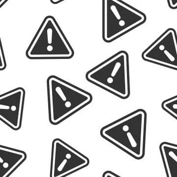 Exclamation mark icon seamless pattern background. Danger alarm vector illust 스톡 일러스트