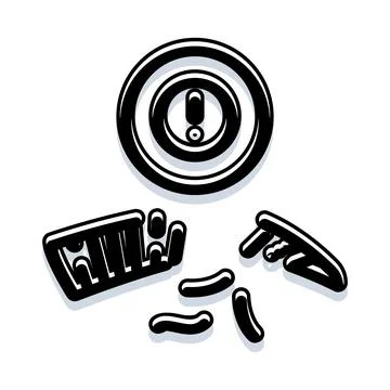 Exclamation mark icon warning about unhealthy fast food Ilustração Stock