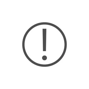 Exclamation mark inside a circle. Flat design. Vector illustration. Grey colo 스톡 일러스트