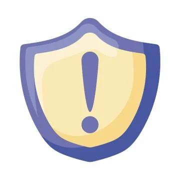 Exclamation mark inside shield flat style icon vector design Stock Illustration